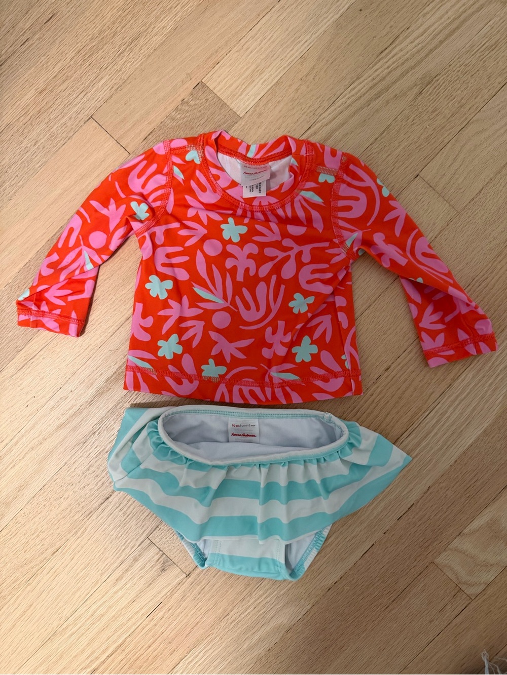 Hanna Andersson Baby Girl Swim Rash Guard Set 6-12m
